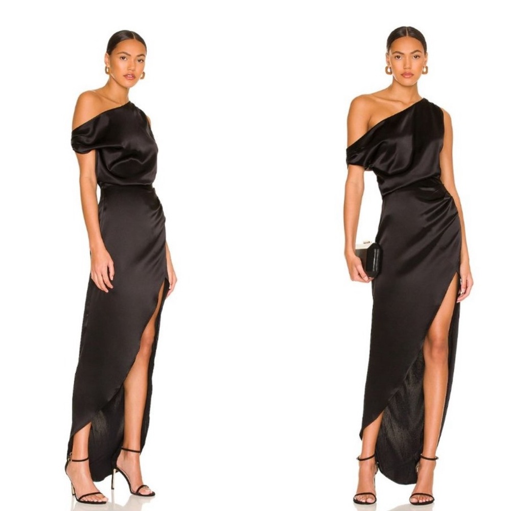 NONchalant Dinah Asymmetrical One-Shoulder Dress in Black / REVOLVE